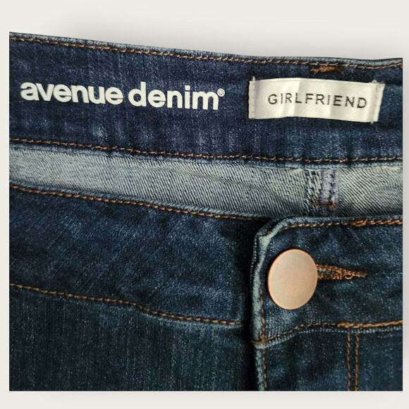Avenue Denim Jeans Women's Sz 24 Dark Wash Girlfriend Ankle Distressed Stretch - Picture 5 of 8